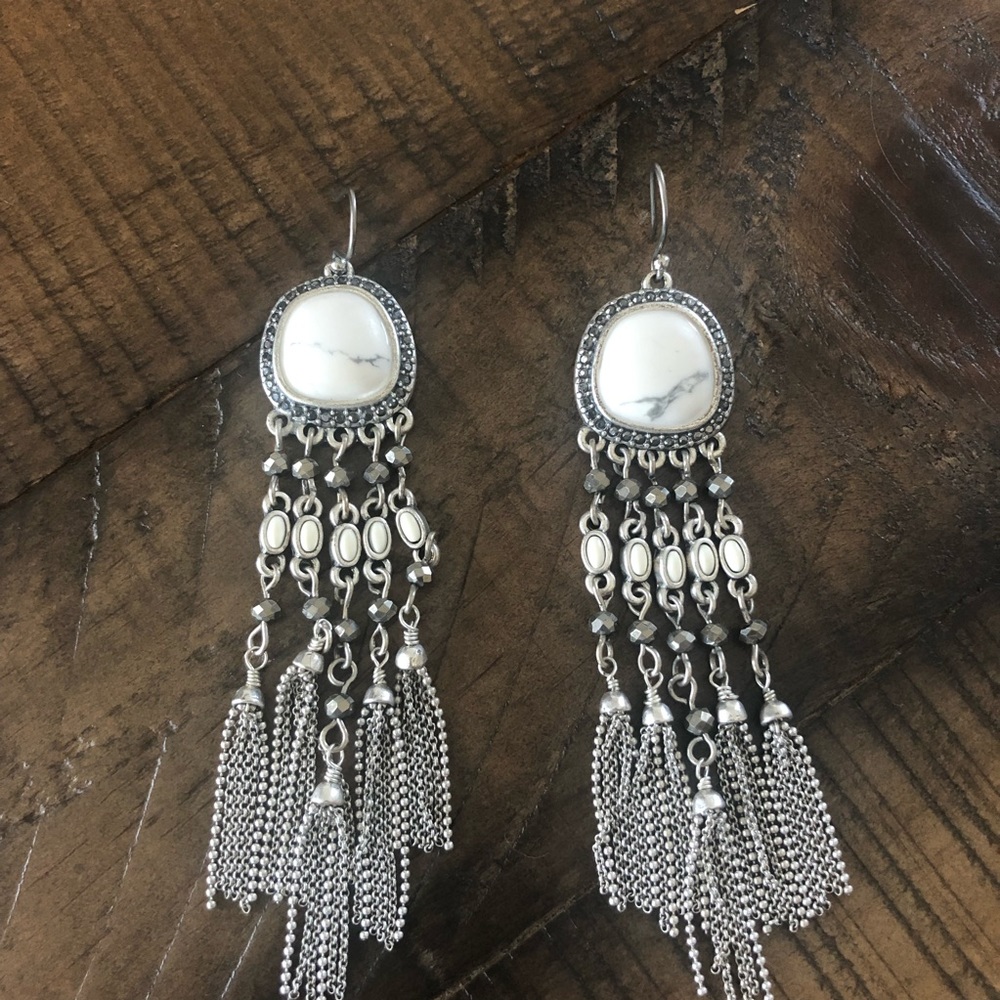 Boho Lucky Brand Marbleized Fringe Earrings